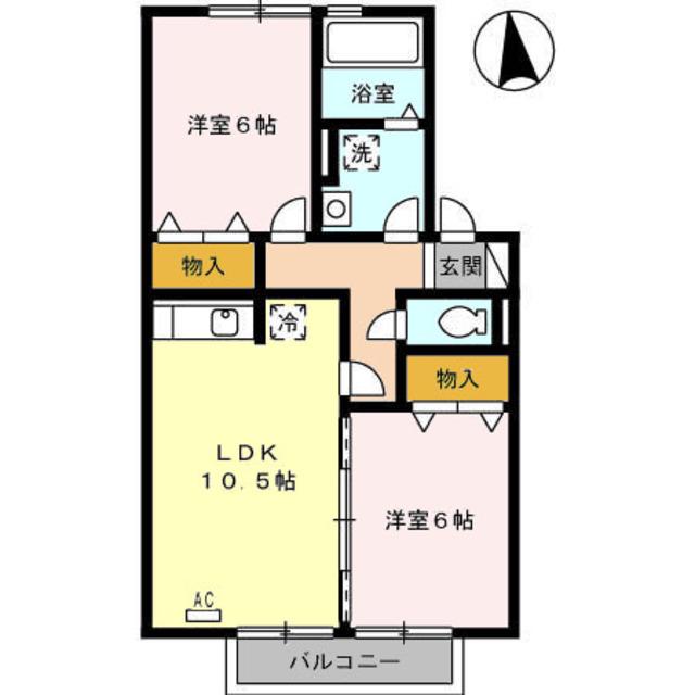 SUN.Y.M(2LDK/2階)の間取り写真