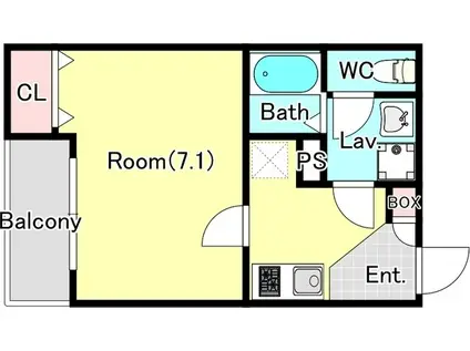 ジーメゾン東岩槻(1K/2階)の間取り写真