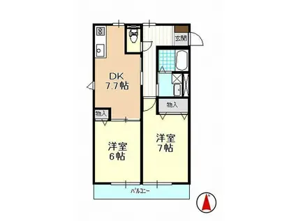 アンセリアA(2DK/1階)の間取り写真