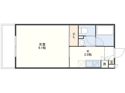 アーバス花丘(1K/8階)の間取り写真