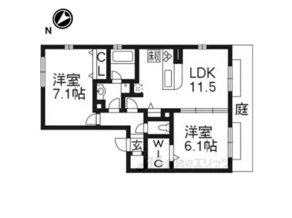 ラヴィベルセタA(2LDK/1階)の間取り写真