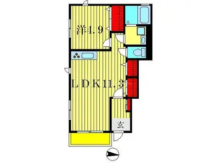 アローシックスII(1LDK/1階)の間取り写真