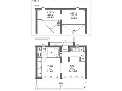 BPRレジデンス祐天寺(1LDK/3階)の間取り写真