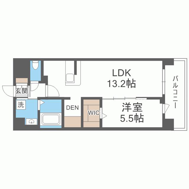 リヴェルナ平尾(1LDK/5階)の間取り写真