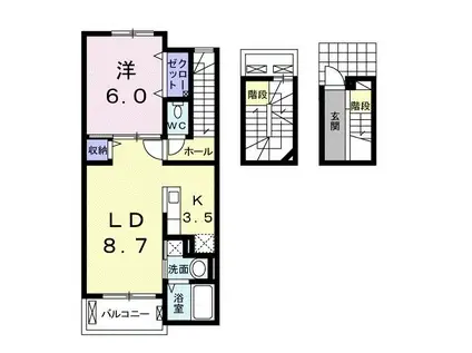 シャトーブランシェ I(1LDK/3階)の間取り写真