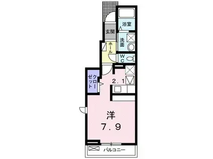 プライムコートハウスA(ワンルーム/1階)の間取り写真