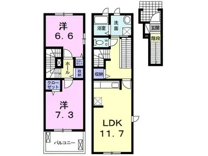 ルミエル(2LDK/2階)の間取り写真