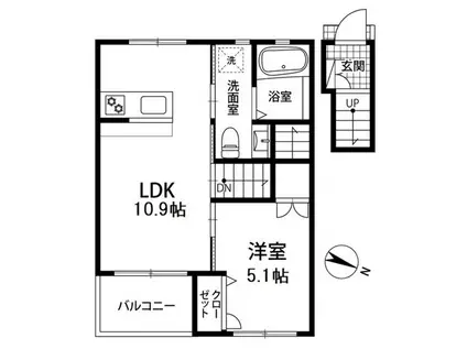 パラディ成城(1LDK/1階)の間取り写真