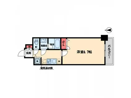 LAV心斎橋ウエスト(1K/13階)の間取り写真