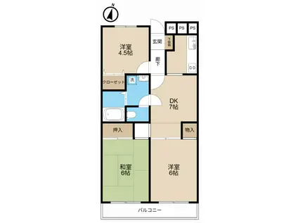 ハイマート堀崎(3DK/1階)の間取り写真