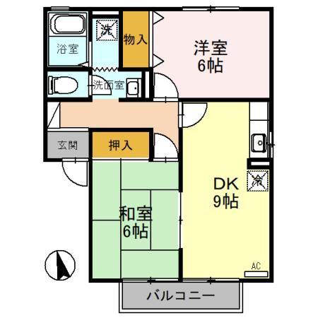 ファンタスティーク(2DK/2階)の間取り写真