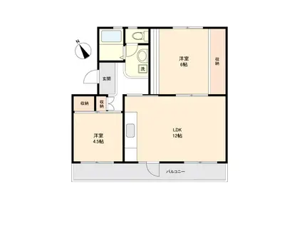 高津団地5街区19棟(2LDK/5階)の間取り写真