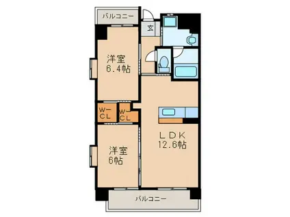 ハイネス槻田(2LDK/2階)の間取り写真