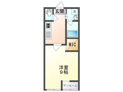 カサラティーダ(1K/2階)の間取り写真