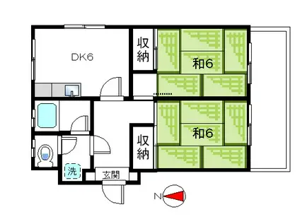 めぞんあるふぁ(2DK/3階)の間取り写真