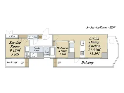 クレストコート旗の台(1SLDK/1階)の間取り写真