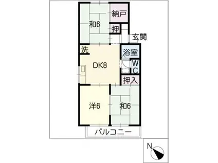 セジュール林(3DK/1階)の間取り写真