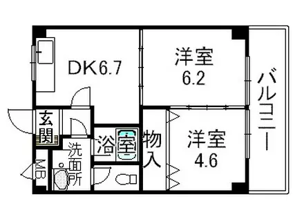 スターサファイア(2DK/3階)の間取り写真
