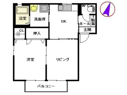 ディアスYK  A棟(2K/2階)の間取り写真