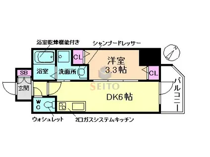 エステムコート大阪グラビティ(1DK/4階)の間取り写真