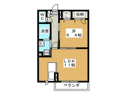 エクラージュ(1LDK/1階)の間取り写真