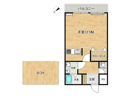 ソレイユ・ルヴァン白岳2号館(1K/2階)の間取り写真