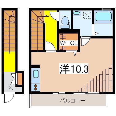 ROSEWINDばらの風(ワンルーム/2階)の間取り写真