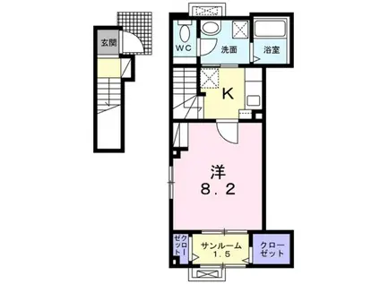 メルグランデ(1K/2階)の間取り写真