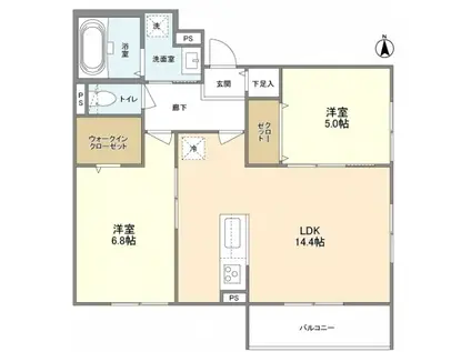 ヴァンベール(2LDK/3階)の間取り写真