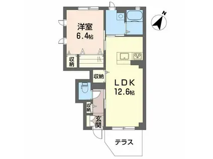 シャーメゾンさくら(1LDK/1階)の間取り写真