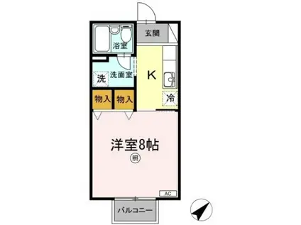 セジュール21 A(1K/2階)の間取り写真