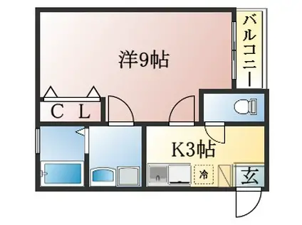 クレフラスト静岡大前(1K/1階)の間取り写真