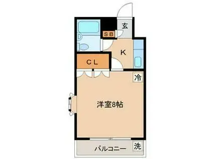 イーグルハイツ銀杏町(1K/4階)の間取り写真