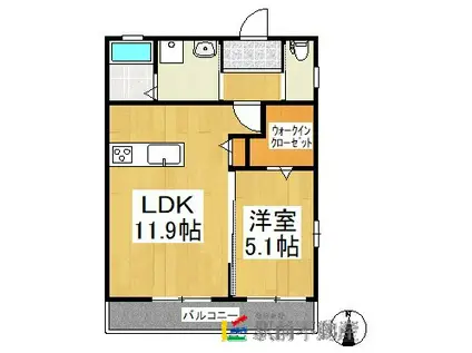 スラージュマン(1LDK/1階)の間取り写真