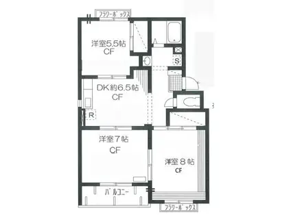 トリヴァンベール美船(3DK/1階)の間取り写真