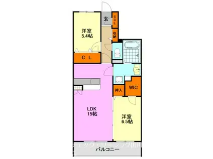 ヴィヴレ糒(2LDK/3階)の間取り写真