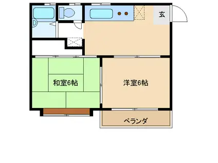 ロイヤルツインB(2DK/1階)の間取り写真