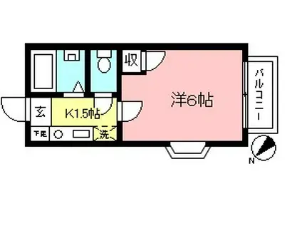 ハイツクレマチス(1K/2階)の間取り写真
