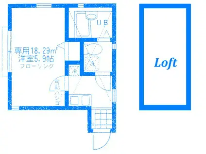 モンステラ高田B(1K/1階)の間取り写真