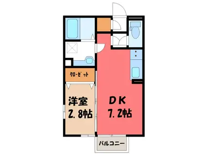 ＪＲ両毛線 駒形駅 徒歩16分 2階建 築10年(1DK/1階)の間取り写真
