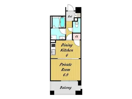 パインフィールド洛東(1DK/1階)の間取り写真