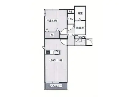 ウィルディコートI(1LDK/1階)の間取り写真