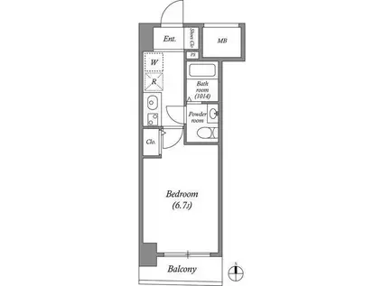 SERENITE本町REFLET(1K/14階)の間取り写真