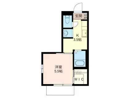 ツインパレスB(1K/2階)の間取り写真