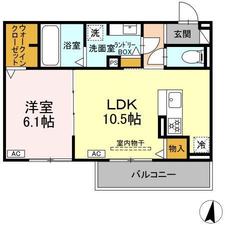 Uリッチトリシア(1LDK/3階)の間取り写真