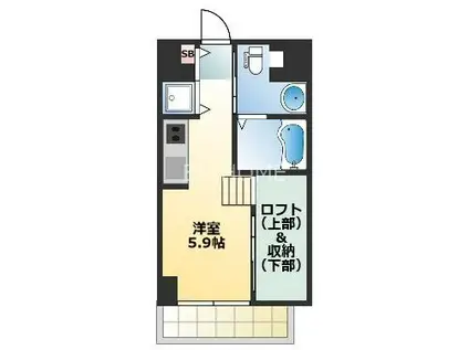 コーラルポワント難波ウエスト(ワンルーム/9階)の間取り写真