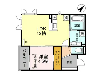 ラフィニア(1LDK/3階)の間取り写真