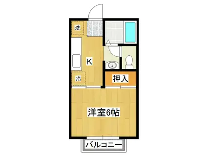 ウエストパーク高野C(1K/1階)の間取り写真