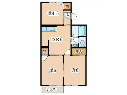 エステート山室(3DK/1階)の間取り写真