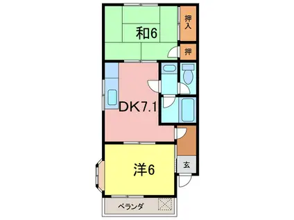 ホームピュアⅡ(2DK/2階)の間取り写真